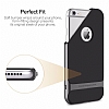 Rock iPhone 6 Plus / 6S Plus Krmz Metalik Kenarl Siyah Silikon Klf - Resim: 2