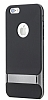 Rock Royce iPhone 6 / 6S Dark Silver Metalik Kenarl Standl Siyah Silikon Klf - Resim: 5