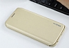 Rock Touch Samsung Galaxy S6 Edge Plus nce Yan Kapakl Gold Deri Klf - Resim: 6