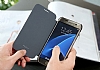 Rock Veena Samsung Galaxy S7 Edge nce Yan Kapakl Siyah Deri Klf - Resim: 3