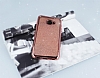 Samsung Galaxy C7 Pro Tal Kenarl Simli Rose Gold Silikon Klf - Resim: 2