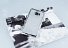 Samsung Galaxy C7 Pro Tal Kenarl Simli Silver Silikon Klf - Resim: 2