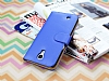 Samsung Galaxy Mega 6.3 Czdanl Yan Kapakl Mavi Deri Klf - Resim: 2