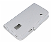 Samsung Galaxy S5 mini Czdanl Yan Kapakl Beyaz Deri Klf - Resim: 2