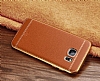 Samsung Galaxy S6 Edge Diki zli Kahverengi Silikon Klf - Resim: 2