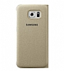 Samsung Galaxy S6 Edge Orjinal Fabric Flip Wallet Gold Klf - Resim: 1