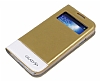 Samsung i9500 Galaxy S4 Gizli Mknatsl Pencereli Gold Deri Klf - Resim: 2