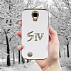 Samsung i9500 Galaxy S4 Gold Kenarl Tal Beyaz Rubber Klf - Resim: 1