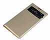 Samsung i9500 Galaxy S4 Uyku Modlu Pencereli Gold Deri Klf - Resim: 2