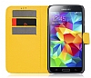 Samsung i9600 Galaxy S5 Czdanl Yan Kapakl Sar Deri Klf - Resim: 1