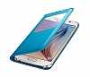 Samsung i9800 Galaxy S6 Orjinal Uyku Modlu Pencereli Mavi Deri Klf - Resim: 1