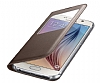 Samsung i9800 Galaxy S6 Orjinal Uyku Modlu Pencereli Gold Deri Klf - Resim: 4