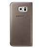 Samsung i9800 Galaxy S6 Orjinal Uyku Modlu Pencereli Gold Deri Klf - Resim: 2