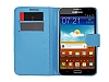 Samsung N7000 Galaxy Note Standl Czdanl Mavi Deri Klf - Resim: 1