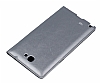 Samsung N7100 Galaxy Note 2 ift Pencereli nce Yan Kapakl Silver Deri Klf - Resim: 1