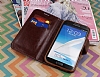 Samsung N7100 Galaxy Note 2 Kot Standl Czdanl Koyu Mavi Deri Klf - Resim: 2