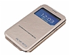 Samsung N7100 Galaxy Note 2 Pencereli Manyetik Kapakl Gold Deri Klf - Resim: 3