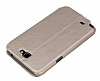 Samsung N7100 Galaxy Note 2 Pencereli Manyetik Kapakl Gold Deri Klf - Resim: 4