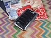 Samsung N7100 Galaxy Note 2 Rubber Kenarl Siyah Deri Klf - Resim: 1
