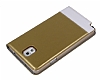 Samsung N9000 Galaxy Note 3 Gizli Mknatsl ift Pencereli Gold Deri Klf - Resim: 3