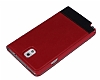 Samsung N9000 Galaxy Note 3 Gizli Mknatsl ift Pencereli Krmz Deri Klf - Resim: 3