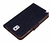 Samsung N9000 Galaxy Note 3 Kot Standl Czdanl Koyu Mavi Deri Klf - Resim: 5