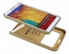 Samsung N9000 Galaxy Note 3 Standl Manyetik Full Koruma Gold Klf - Resim: 4