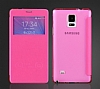 Eiroo Samsung N9100 Galaxy Note 4 Pencereli nce Kapakl Pembe Klf - Resim: 7