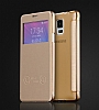 Eiroo Samsung N9100 Galaxy Note 4 Pencereli nce Kapakl Gold Klf - Resim: 7