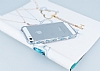 Shengo iPhone SE / 5 / 5S Mavi Tal Metal Bumper ereve Silver Klf - Resim: 2