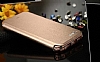 Shengo iPhone SE / 5 / 5S Tal Metal Kenarl nce Yan Kapakl Rose Gold Deri Klf - Resim: 4