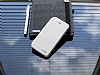 Shengo iPhone SE / 5 / 5S Tal Metal Kenarl nce Yan Kapakl Beyaz Deri Klf - Resim: 1