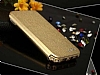 Shengo iPhone SE / 5 / 5S Tal Metal Kenarl nce Yan Kapakl Gold Deri Klf - Resim: 1