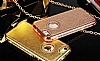 Shengo iPhone SE / 5 / 5S Tal Metal Kenarl Gold Deri Klf - Resim: 1
