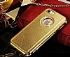 Shengo iPhone SE / 5 / 5S Tal Metal Kenarl Gold Deri Klf - Resim: 3