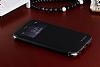 Shengo iPhone 6 Plus / 6S Plus Tal Metal Kenarl nce Yan Kapakl Siyah Deri Klf - Resim: 1