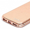 Shengo iPhone 6 / 6S Tal Metal Kenarl nce Yan Kapakl Rose Gold Deri Klf - Resim: 7