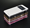 Shengo iPhone 6 Plus / 6S Plus Tal Metal Kenarl nce Yan Kapakl Beyaz Deri Klf - Resim: 2