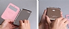 Shengo iPhone 6 Plus / 6S Plus Tal Metal Kenarl nce Yan Kapakl Beyaz Deri Klf - Resim: 1