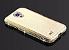 Shengo Samsung i9500 Galaxy S4 Tal Metal Kenarl Gold Deri Klf - Resim: 2