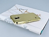 Shengo Samsung i9600 Galaxy S5 Tal Metal Kenarl Gold Deri Klf - Resim: 3