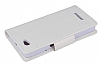 Sony Xperia M Standl Czdanl Beyaz Deri Klf - Resim: 4
