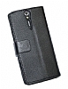 Sony Xperia S Standl Czdanl Siyah Deri Klf - Resim: 1