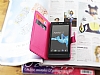 Sony Xperia S Czdanl Yan Kapakl Pembe Deri Klf - Resim: 3