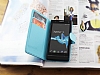 Sony Xperia S Czdanl Yan Kapakl Mavi Deri Klf - Resim: 3