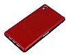 Sony Xperia Z1 Deri Grnml Krmz Silikon Klf - Resim: 3