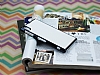 Sony Xperia Z1 Metalik Kenarl Beyaz Deri Klf - Resim: 1