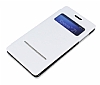 Sony Xperia Z1 Pencereli Manyetik Kapakl Beyaz Deri Klf - Resim: 2