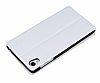 Sony Xperia Z1 Pencereli Manyetik Kapakl Beyaz Deri Klf - Resim: 3