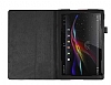 Sony Xperia Z4 Standl Yan Kapakl Siyah Deri Klf - Resim: 4